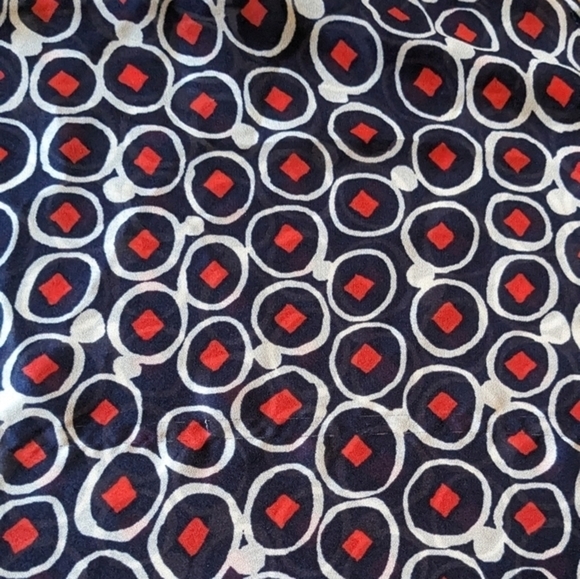 The Limited Medium Blue, Red & White Abstract‎ Sheer Tunic Blouse - Picture 10 of 12